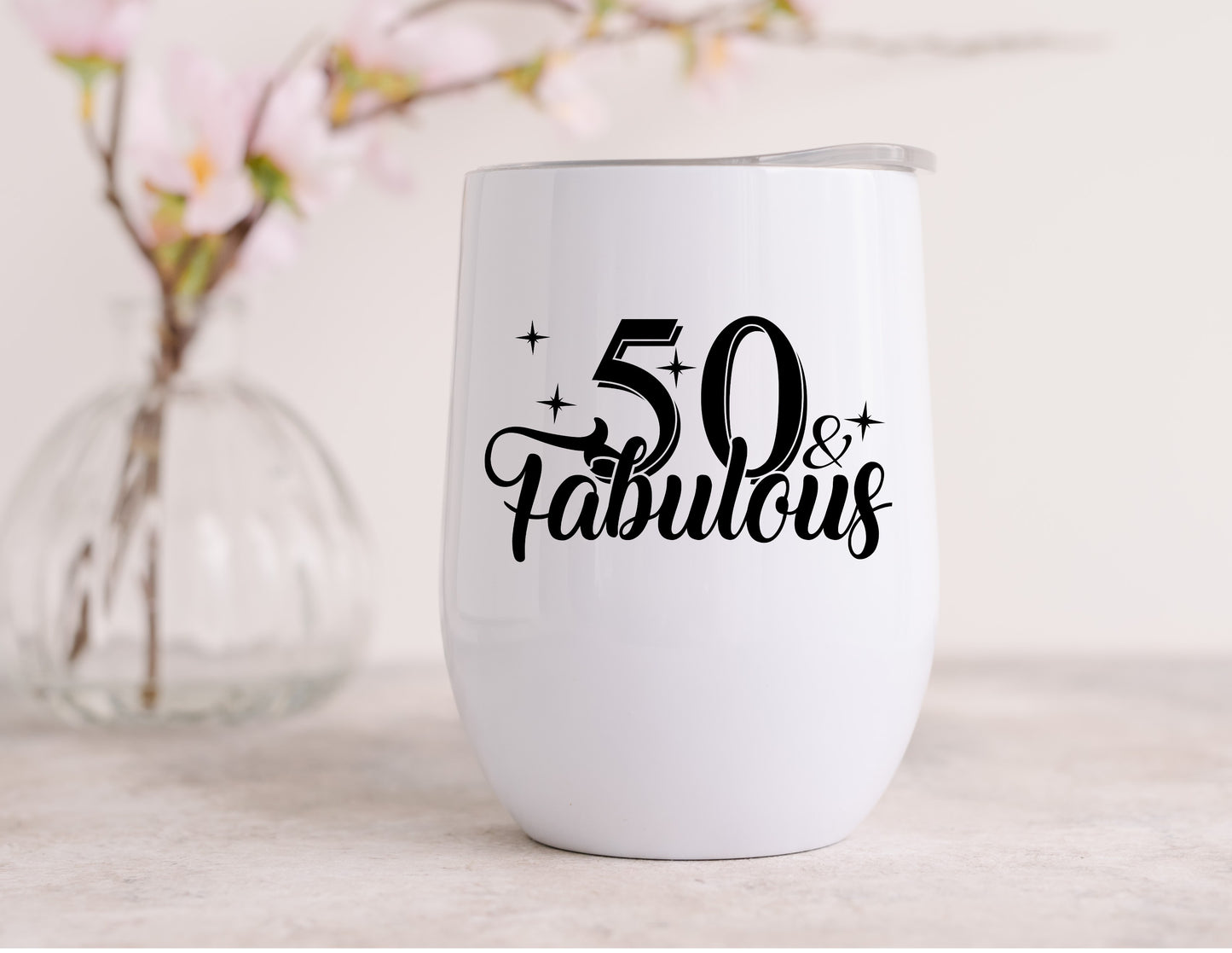 Fifty & Fabulous (black)  Wine Tumbler