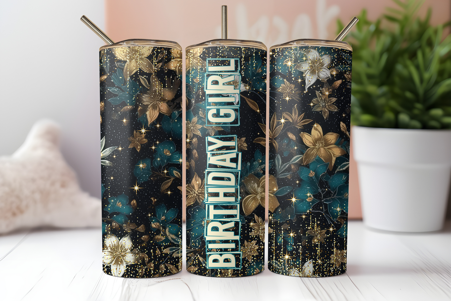 Birthday Girl Black with Teal 20oz Tumbler