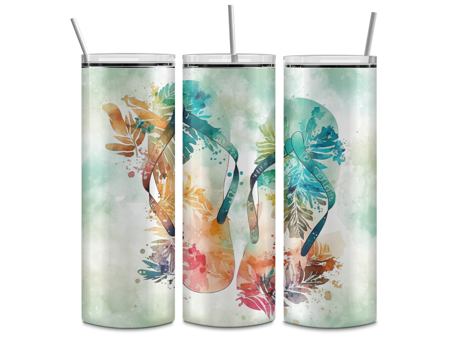 Watercolor Flip Flops 20oz Tumbler