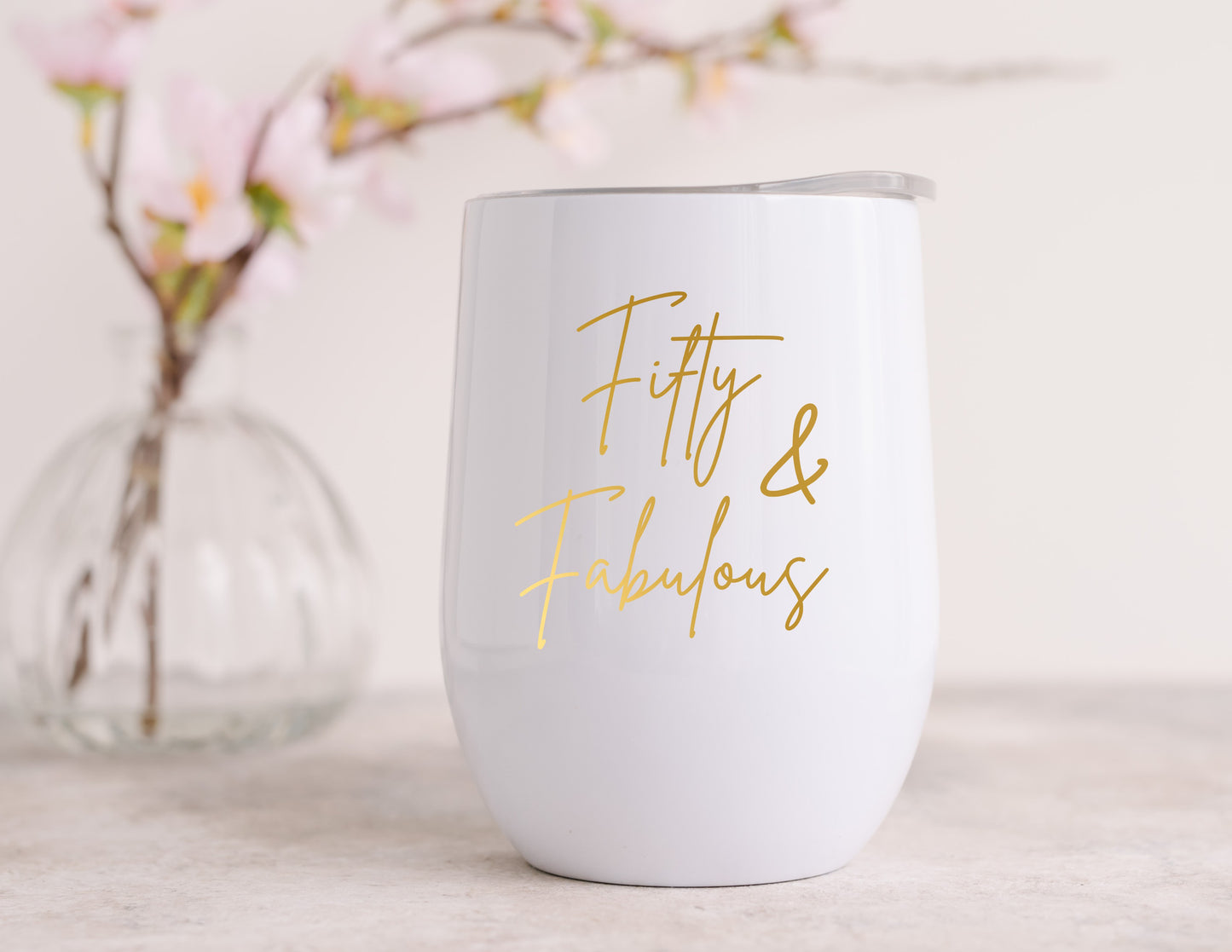 Fifty & Fabulous (gold) Wine Tumbler